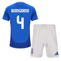 Italien Alessandro Buongiorno #4 Fußballbekleidung Heimtrikot Kinder EM 2024 Kurzarm (+ kurze hosen)